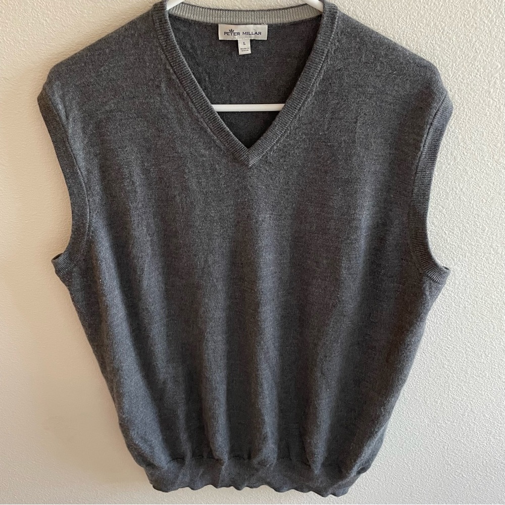 Peter Millar Wool silk blend Vest sz L gray classic